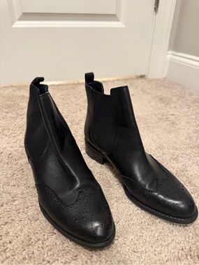 Franco Sarto Black Leather Chelsea Ankle Booties
